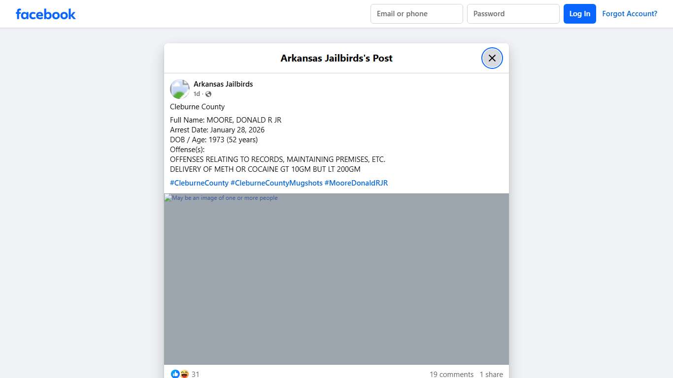 Cleburne County Full Name: MOORE,... - Arkansas Jailbirds Facebook