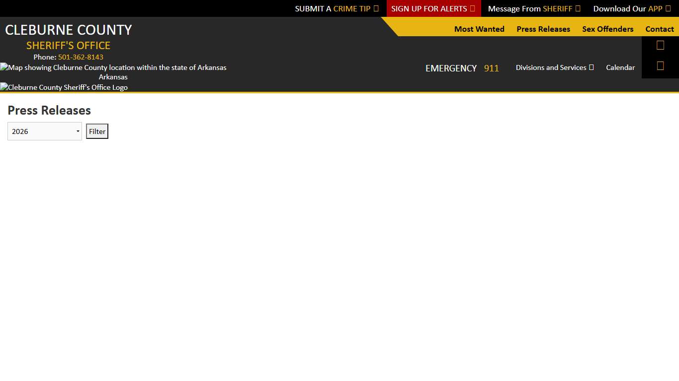 Press Releases - Cleburne County Sheriff AR